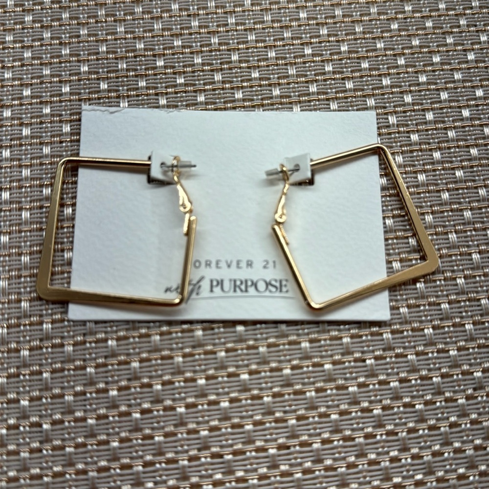 Square Gold Hoops